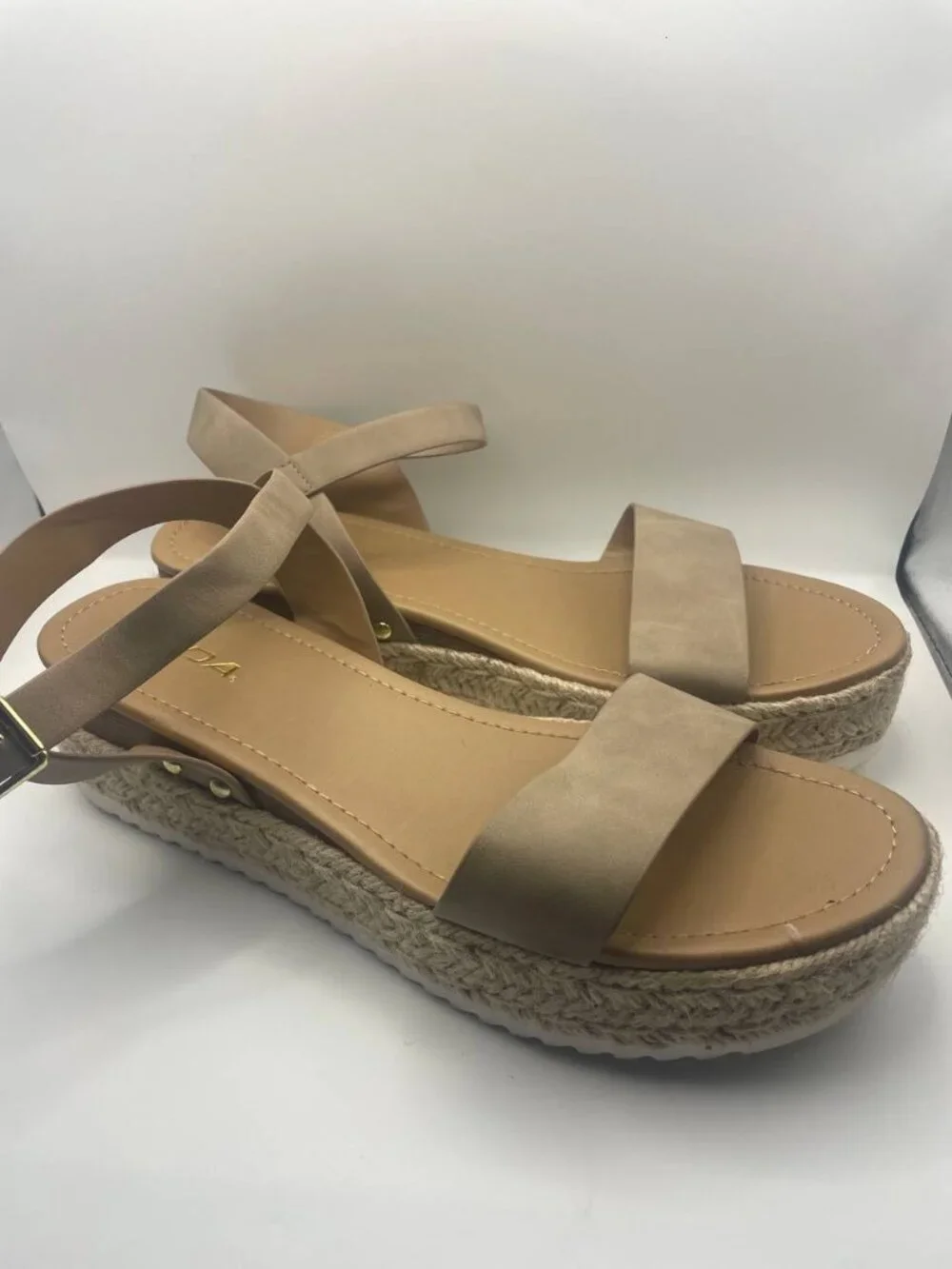 SODA. Women's Size 11 Tan Espadrille Platform Sandals - Coastal Boho Vibes